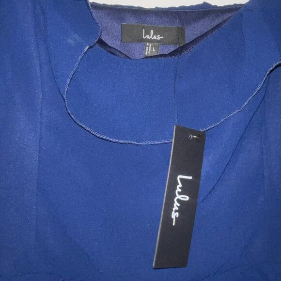 Lulus Compelling Romantic Ruffled Tiered Maxi Dress, Size L in Dark Blue - Picture 6 of 7